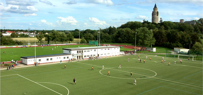 Das Bild zeigt die Sportanlage Burgfeld, copyright Stadt Friedberg (Hessen)